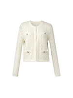 100% Wool Open Knit Women Cardigan GOELIA
