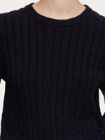 Wool Blend Cable Knit Women Sweater With Detachable Collar And Cuffs GOELIA