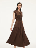 22MM Mulberry Silk Smocked Waist Women Maxi Dress GOELIA