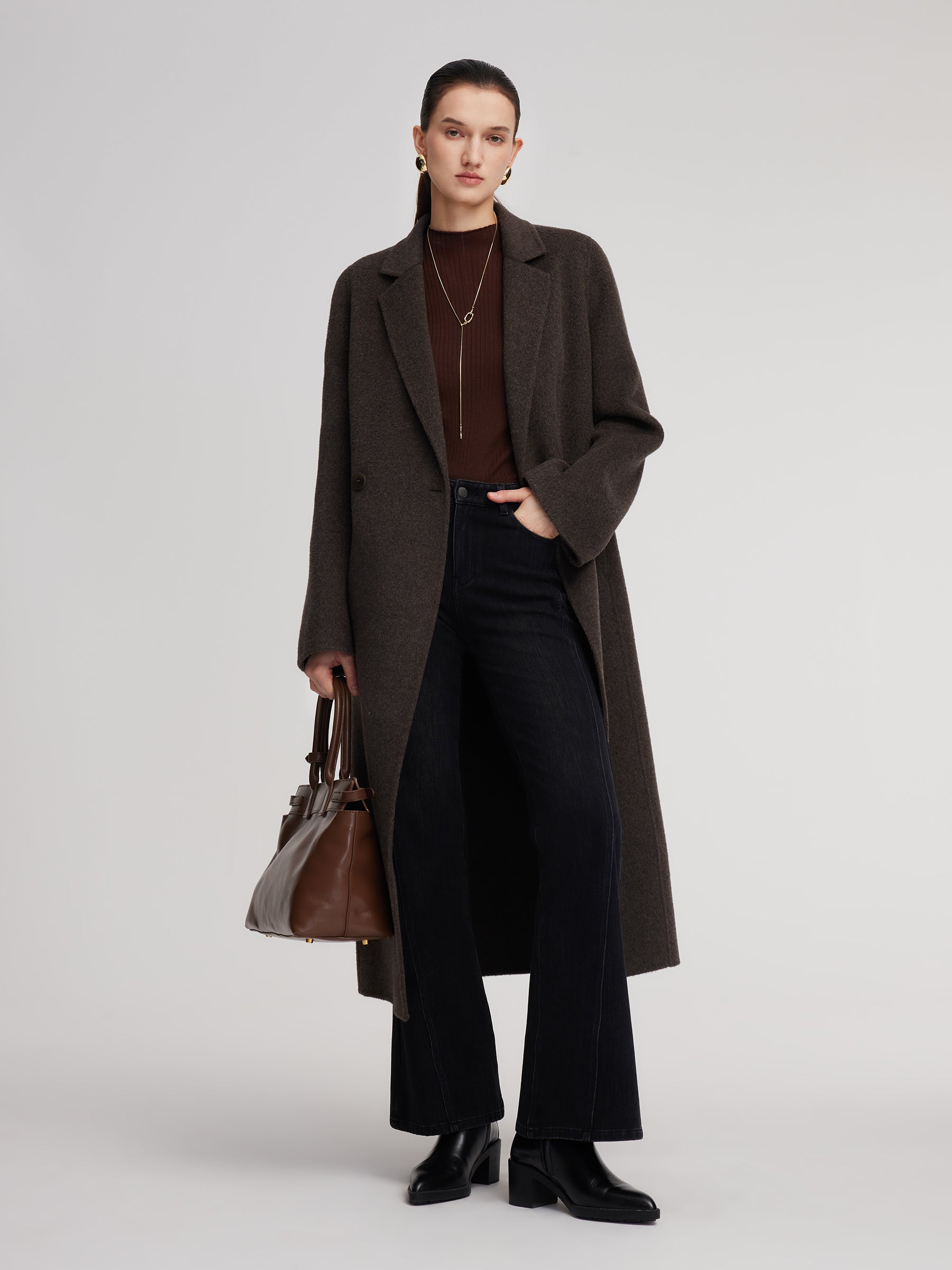 [Preview] Camel Hair Wool Blend Women Wrap Overcoat GOELIA