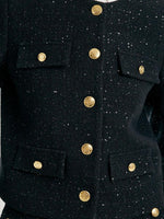 Elegant Black Tweed Cropped Women Jacket GOELIA