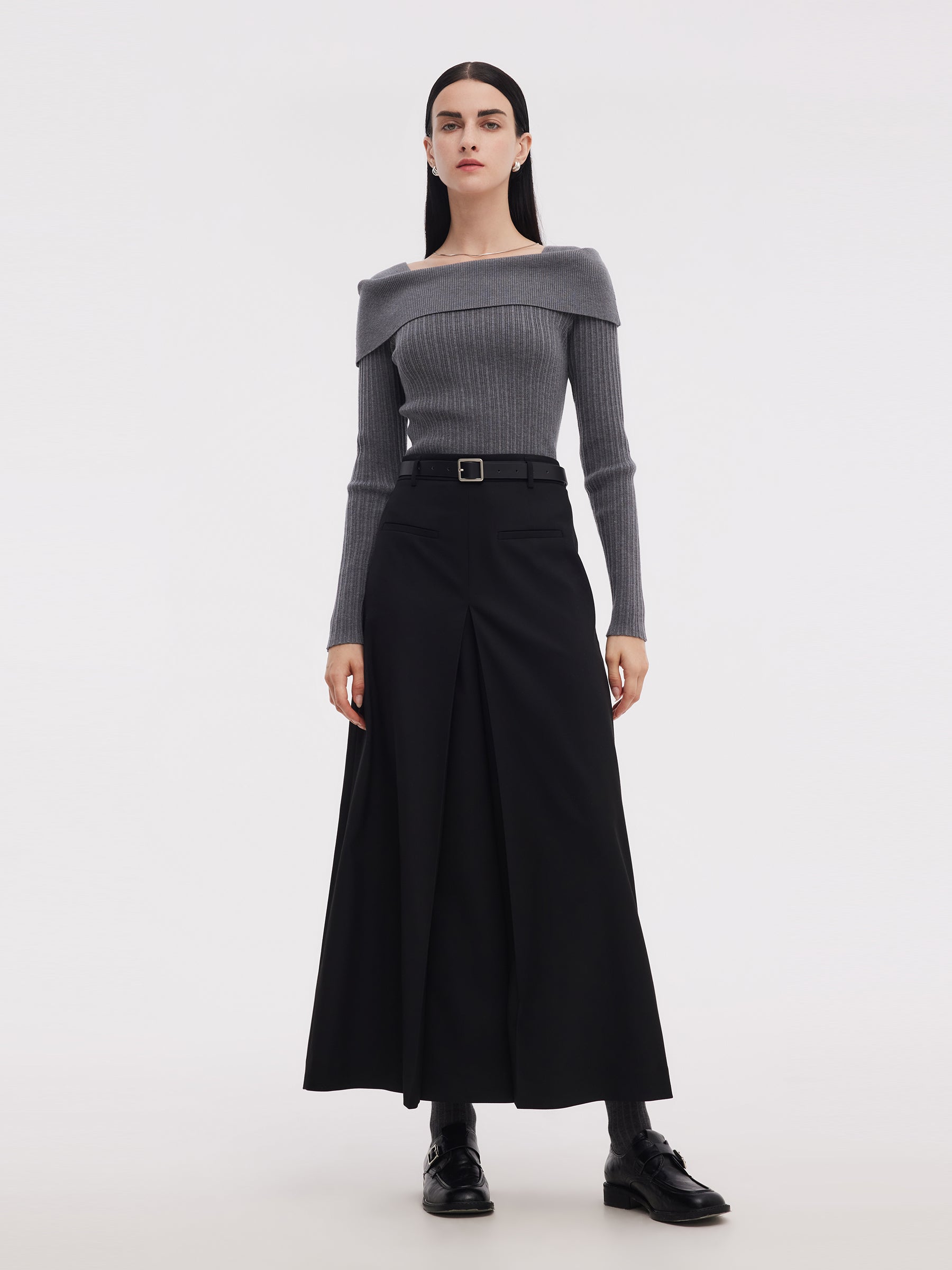 Lyocell Blend Boat Neck Women Knit Top GOELIA