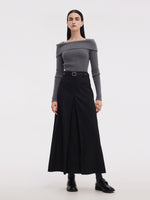 Lyocell Blend Boat Neck Women Knit Top GOELIA