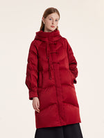 Cheongsam Button Hooded Mid-Length Goose Down Garment GOELIA