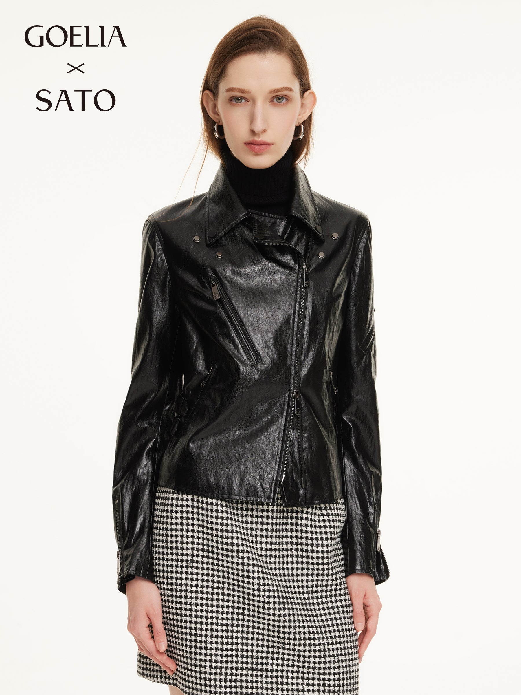 PU Leather Adjustable Waist Women Jacket GOELIA