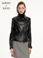 PU Leather Adjustable Waist Women Jacket GOELIA