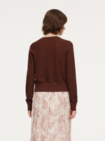 Tencel Wool Blend V-Neck Women Cardigan With Detachable Ribbon GOELIA