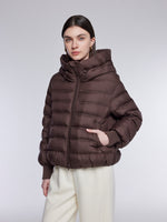 [Preview] Narrow-Quilted Goose Down Hooded Cropped Jacket GOELIA