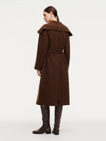 Cashmere Wool Blend Wide Collar Double-Faced Women Wrap Overcoat GOELIA