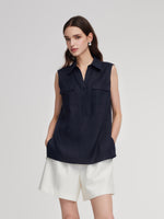 100% Linen Sleeveless Women Shirt GOELIA