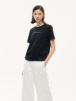 22MM Mulberry Silk Tencel Blend Women Letter Print T-Shirt GOELIA