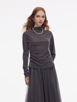 Velvet Stretch Women Mock Neck Top GOELIA