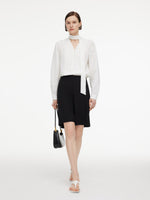 V-Neck Long Sleeve Women Blouse With Ribbon GOELIA