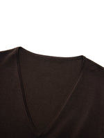 Lyocell Blend V-Neck Women Embroidered Sleeve Knit Top GOELIA