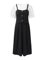 Tencel Blend Mock Layered Women A-Line Maxi Dress GOELIA