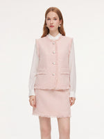 Tweed Frayed Edge Vest And Skirt Two-Piece Set GOELIA