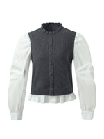 Wool Blend Faux Two-Piece Women Blouse GOELIA