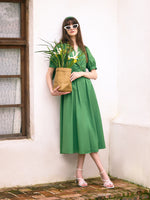 V-Neck Knotted Women Midi Dress GOELIA