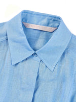 100% Linen Women Maxi Shirt Dress With Belt GOELIA