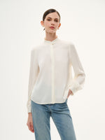 22MM Mulberry Silk Women Stand Collar Shirt GOELIA
