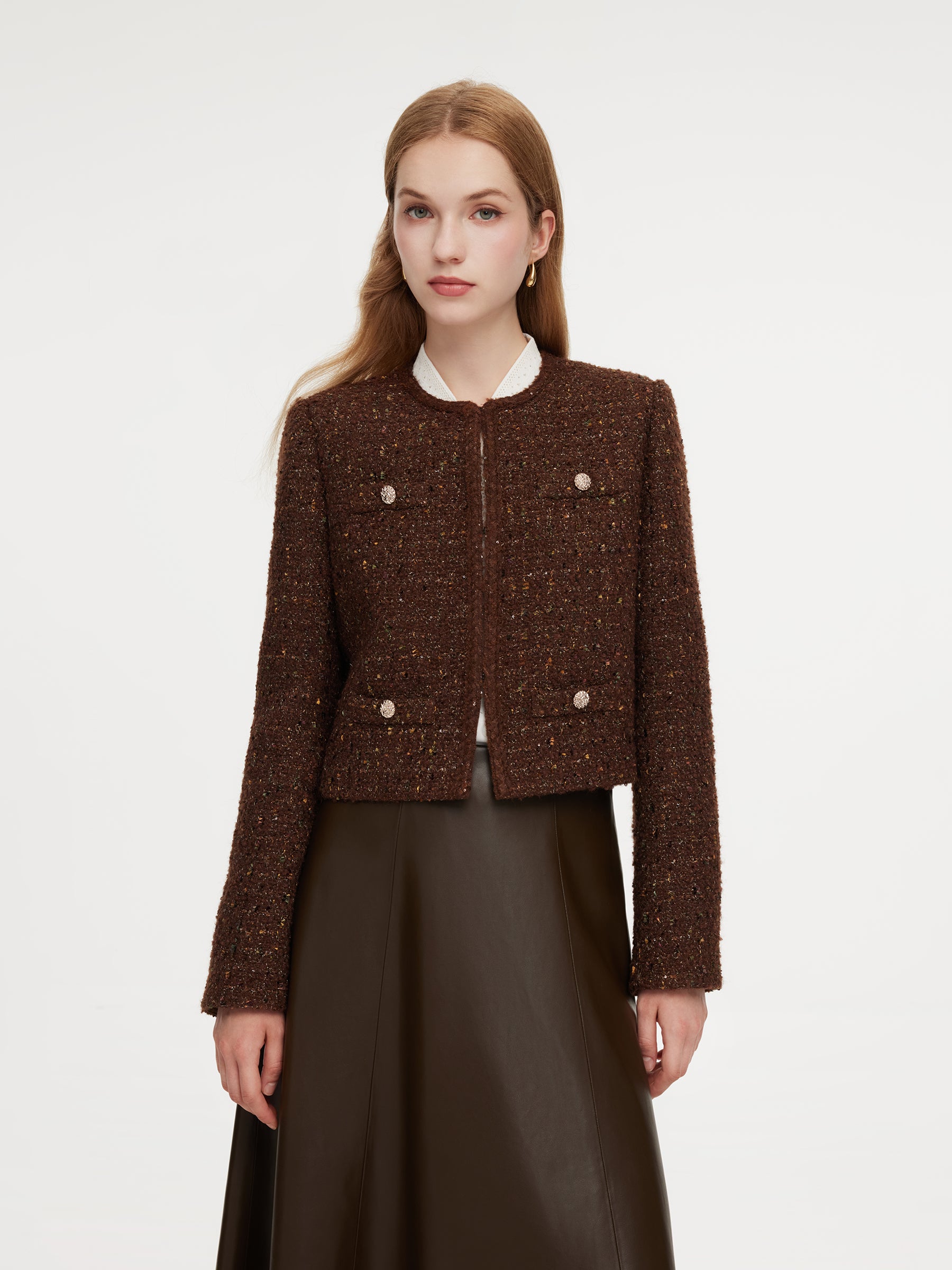 Wool Blend Tweed Women Cropped Jacket GOELIA