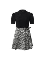 Mandarin Collared Knitted Top And Short Mamianqun Two-Piece Set GOELIA