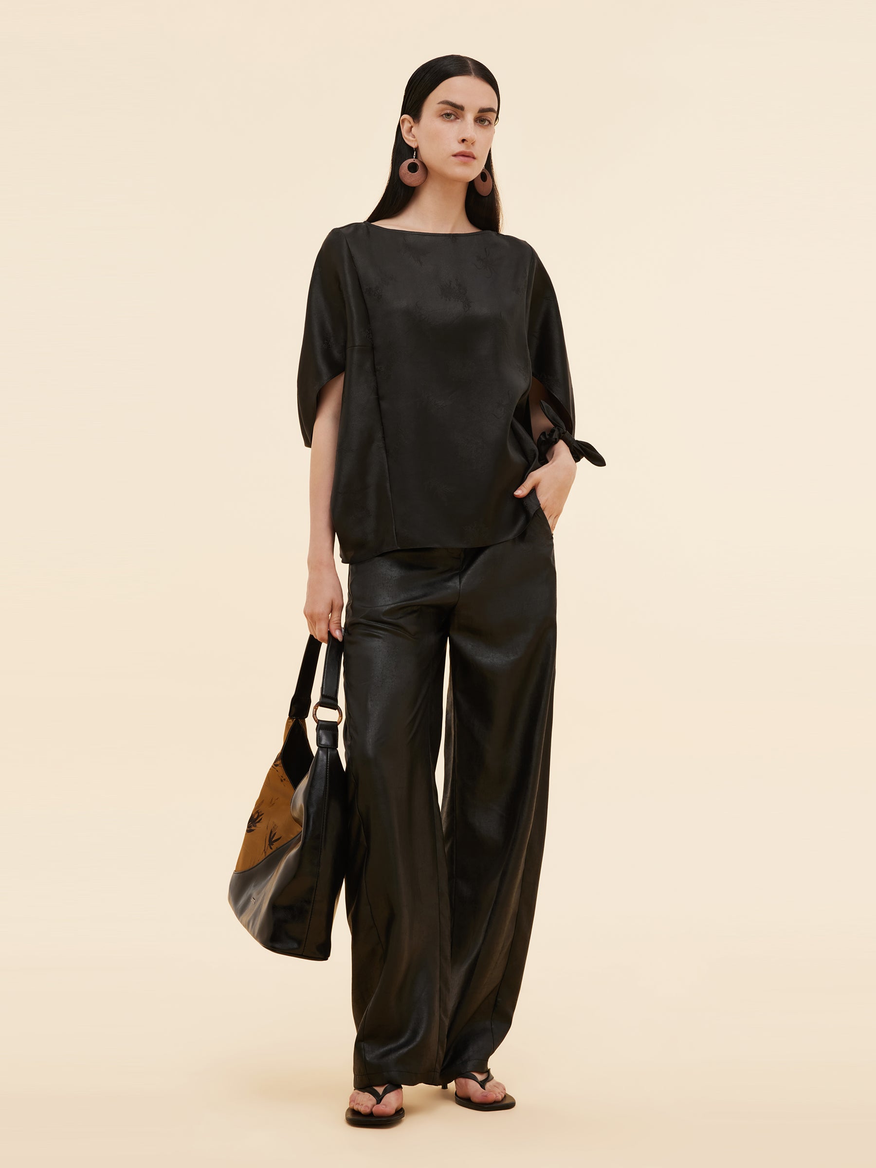 19MM Xiang Yun Silk Jacquard Boat Neck Women Cape Blouse GOELIA