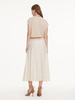 Silky Scarf Neck Knit Top And Acetate Blend Skirt Two-Piece Set GOELIA