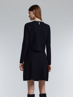 Lyocell Wool Blend Beaded Round Neck Knit Top And Skirt Two-Piece Set GOELIA