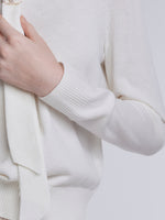 [Preview] Wool Blend Tie Neck Women Knit Top With GO Buckle GOELIA