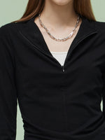 Tencel Blend Half-Zip Women Knit Top And Skirt Two-Piece Set GOELIA
