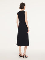 Triacetate Blend V-Neck Women Sleeveless Maxi Dress GOELIA