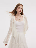 Tencel Blend Openwork Women Flared Sleeve Cardigan GOELIA