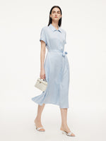 22MM Mulberry Silk Women Maxi Shirt Dress GOELIA