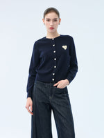 Tencel Wool Blend Heart Print Women Cardigan GOELIA