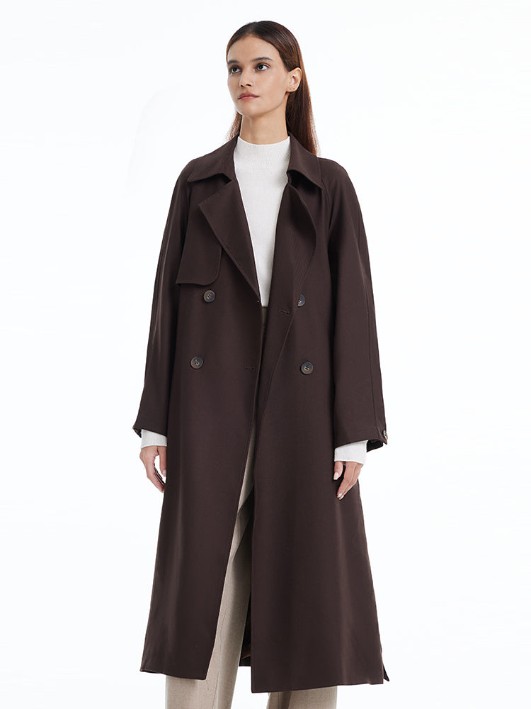 Brown Worsted Wool Trench Coat – GOELIA