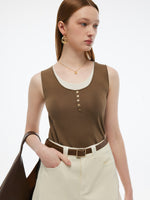 Lyocell Blend Faux Two-Piece Women Knit Tank Top GOELIA