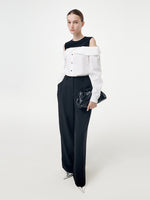 Cold Shoulder Color Block Women Shirt GOELIA