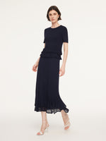 Ruffle Hem Knit Top And A-Line Skirt Two-Piece Set GOELIA