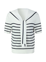 Lyocell Blend Stripe Women Knit Top With Detachable Sailor Collar GOELIA