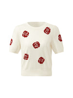 Tencel Rose Jacquard Women Knit Top GOELIA