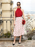 16 Momme Mulberry Silk Polka Dots Printed Women Half Skirt GOELIA