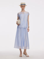 Loose Fit Cap Sleeve Top And A-Line Skirt Two-Piece Set GOELIA