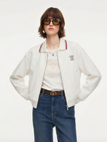 Letter Embroidered Zip-Up Women Jacket GOELIA