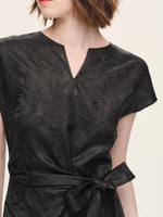 19MM Gambiered Canton Gauze Women Belted Maxi Dress With Scrunchie GOELIA