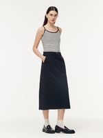 Denim Jacket And Camisole And Adjustable Waist Skirt Three-Piece Set GOELIA