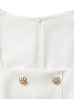 Triacetate Square Neck Double-Breasted Women Mini Dress GOELIA