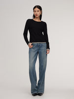 100% Wool Faux Two-Piece Women Knit Top GOELIA