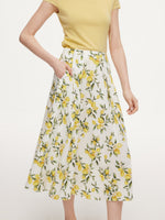 Cotton Lemon Print Women A-Line Skirt GOELIA
