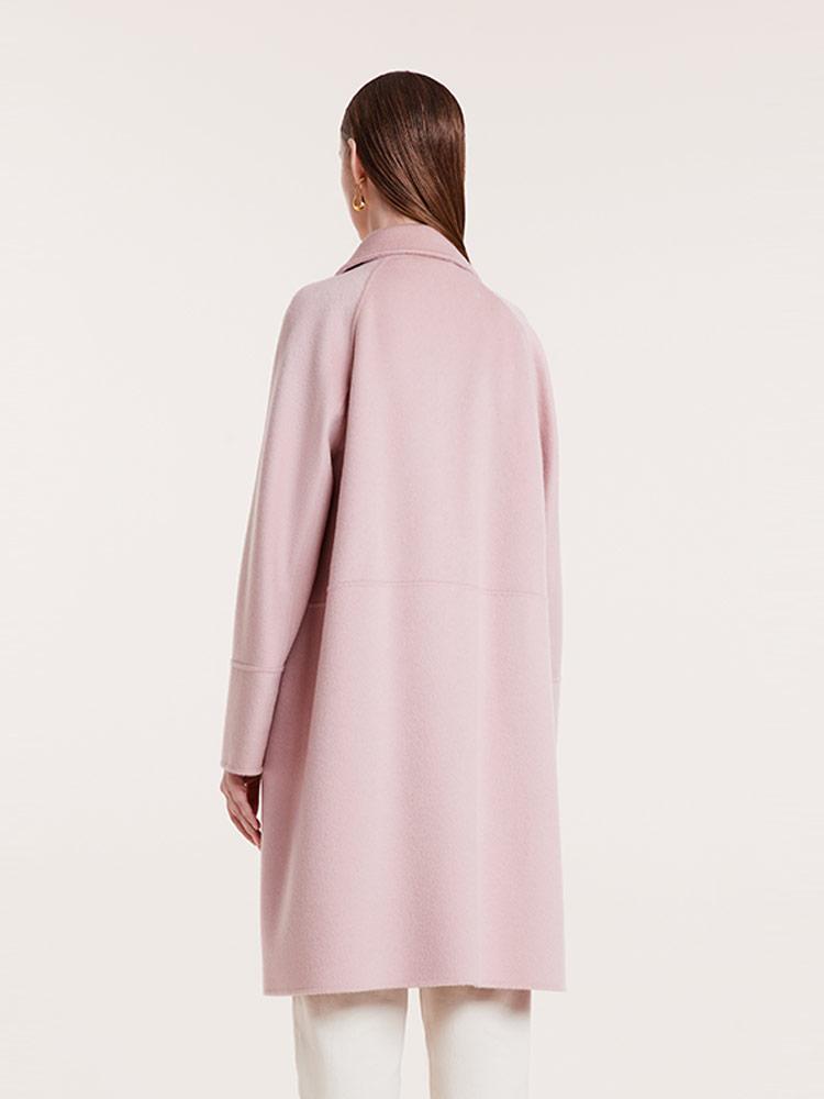 Notched Lapel Wool And Cashmere Wrapped Coat GOELIA
